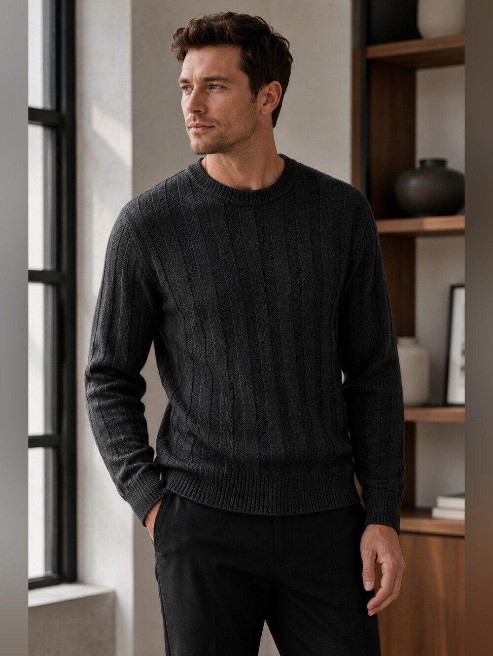 Art of Rhetoric Men's Charcoal Ribbed Sweater – NWT – L